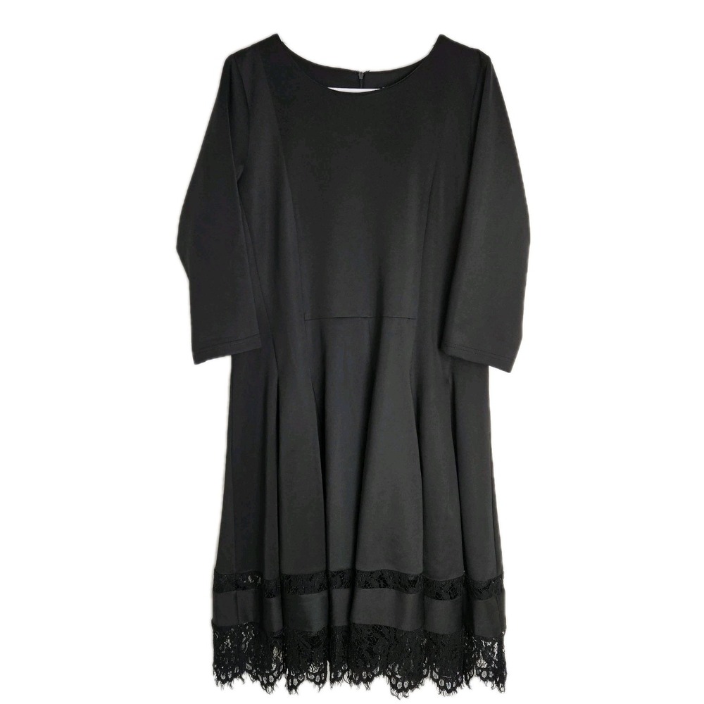 Eloquii Dress Womens Plus Size‎ 20 Fit & Flare Lace Hem Black Cocktail NWOT